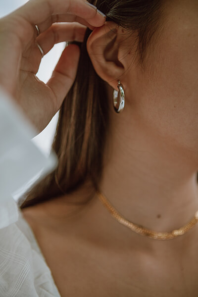 Silver hoops earrings